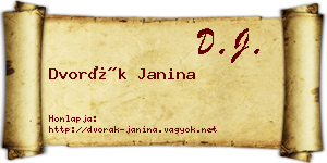 Dvorák Janina névjegykártya